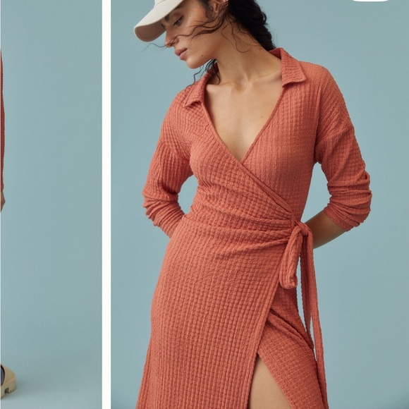 Anthropologie Terracotta Wrap Dress - Picture 2 of 10
